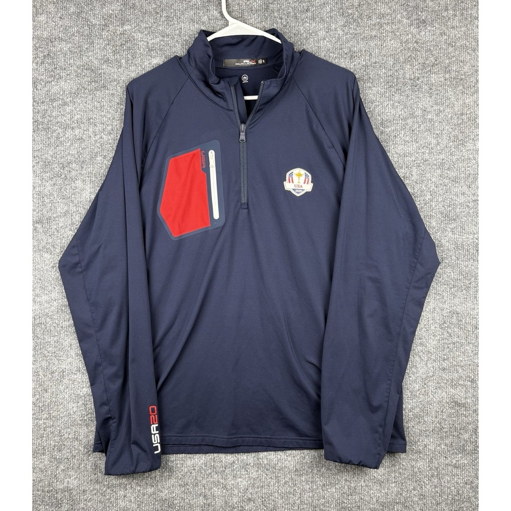 RLX Ralph Lauren 2020 Ryder Cup Team USA 1/4 Zip Pullover Men XL Navy Golf